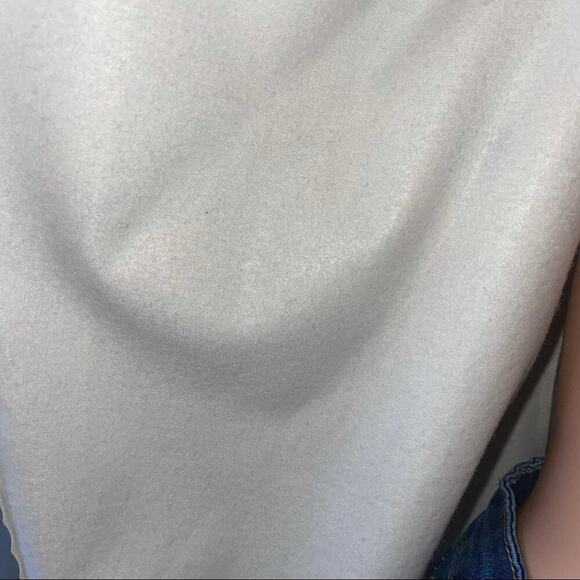 Cream/Vanilla colored jacket pleather draped open front asymmetrical zip SZ Sm - Picture 9 of 13